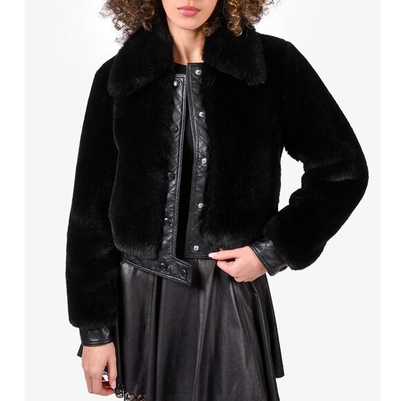 Sandro Fauny Faux Leather Leather Jacket Black - Picture 12 of 12